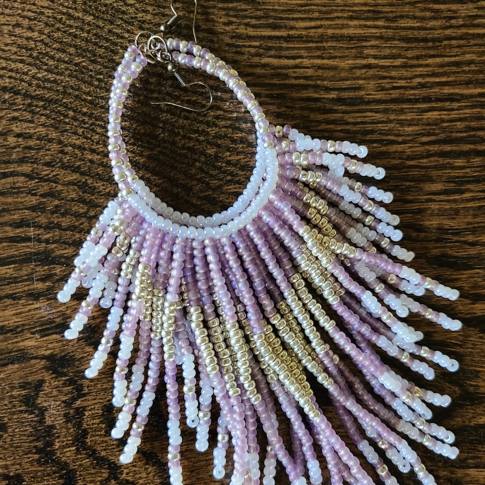 LAVENDER GOLD FRINGE EARRINGS 💜💛